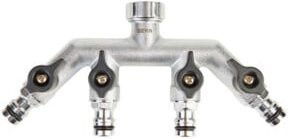 GEKA Vierwegeventil aus Messing mit IG G 3/4" Anschluss und Stecksystem in Silber - Bild 1