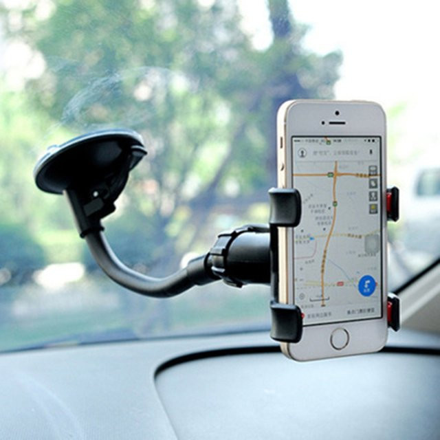 DIXSG Universal Autotelefonhalter in Schwarz für Armaturenbrett oder Windschutzscheibe mit 360-Grad-Flexibilität - Bild 1