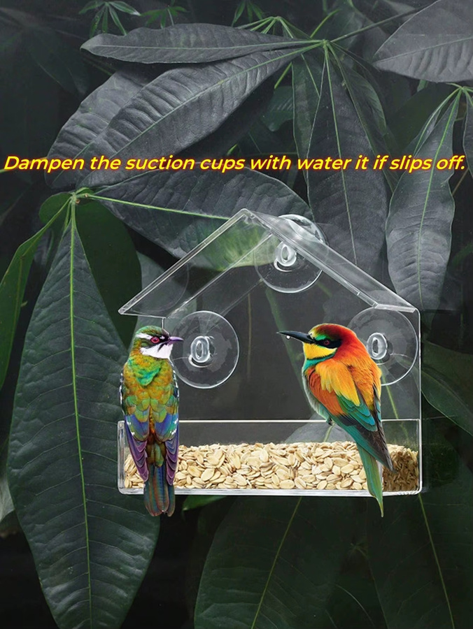 Transparente Acryl-Vogelfutterstation zum Aufhängen für die Wildtierbeobachtung im Garten und Außenbereich - Bild 3
