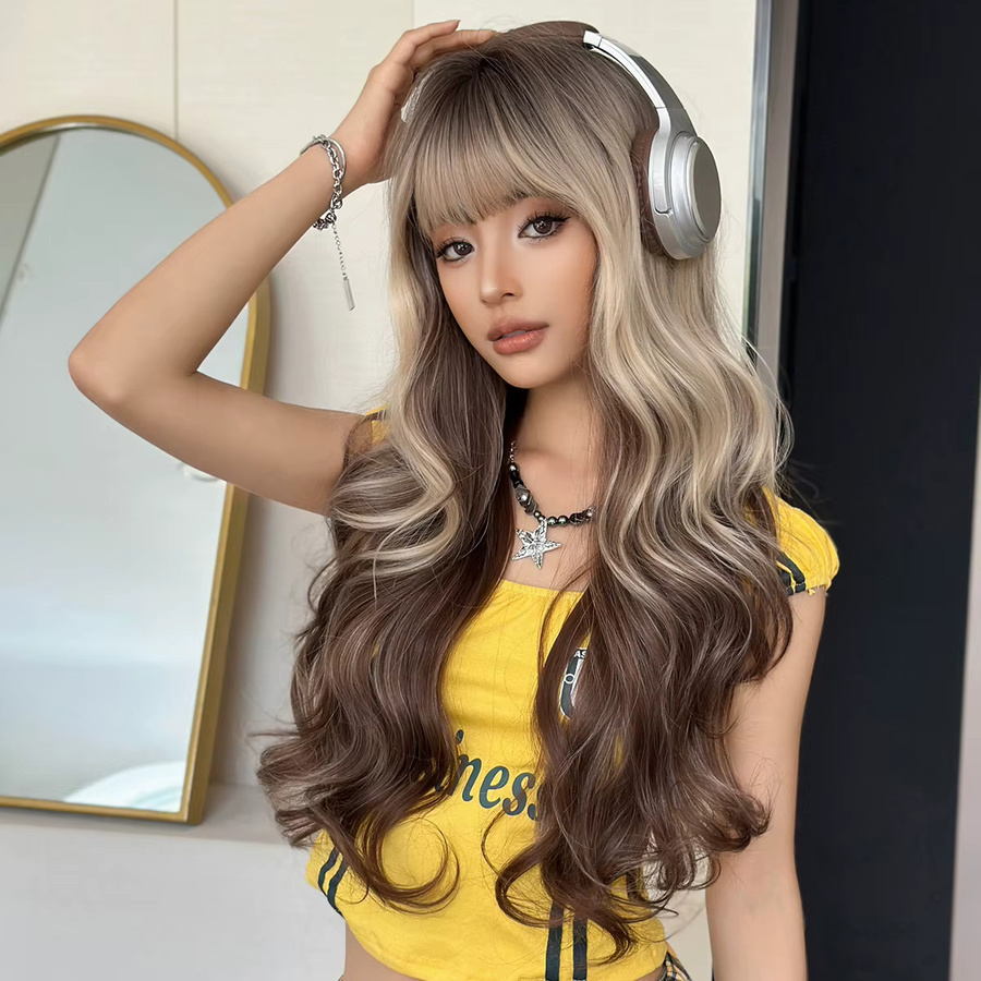 7JHH WIGS Perücke, lang, gewellt, blond Ombre, synthetisch, Damen - Bild 3