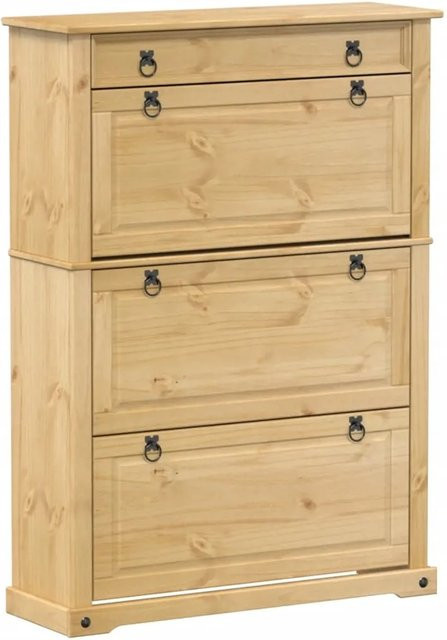 vidaXL Schuhschrank Corona aus Massivholz Kiefer in Braun, B/T/H: 99 x 32 x 138 cm - Bild 1