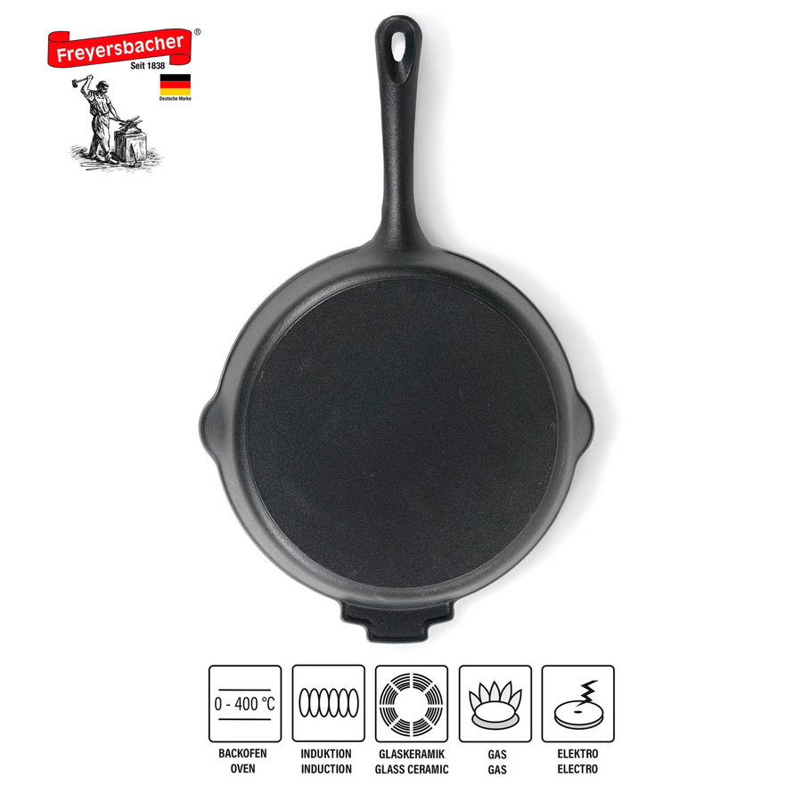 Freyersbacher Gusseisenpfanne mit Emaille in Schwarz, Durchmesser: 28 cm - Bild 2