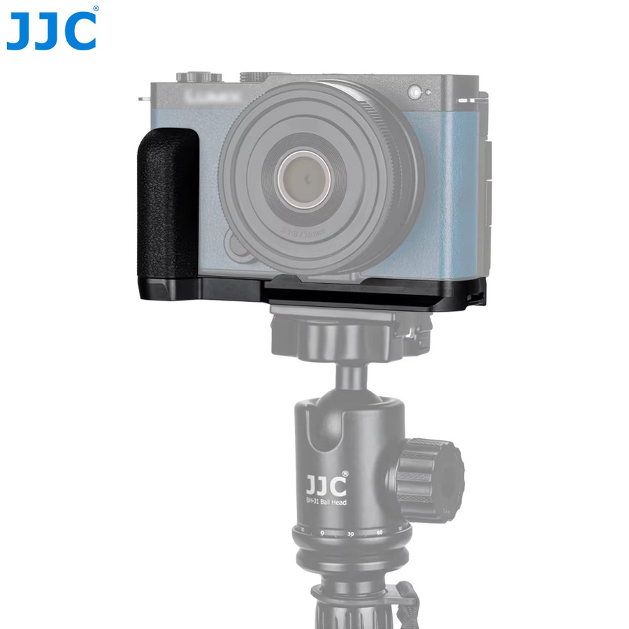 JJC L-förmiger Halterungsgriff für Panasonic Lumix S9 in Schwarz mit integrierter Arca Schnellwechselplatte und L-Mount Anschluss - Bild 3