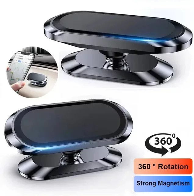 HTHwish Magnetischer Autotelefonhalter in Schwarz, 360 Grad drehbar, Mini-Streifenform aus Metall mit starkem Magnet für GPS und Smartphones wie Huawei 14 - Bild 1