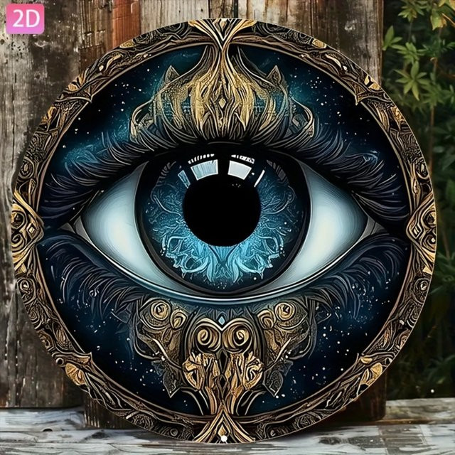 CIFBUY Metall-Wandkunst Retro Skulptur mit bösem Blick, wetterfeste Außendekoration für den Garten, Durchmesser: 20,32 cm - Bild 1