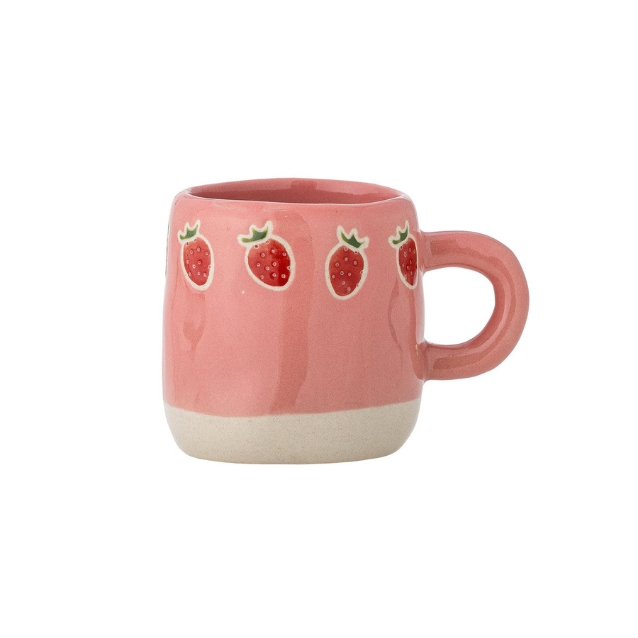 Bloomingville Mini Tasse Millie aus Steingut in Rosa mit floralem Muster, 110 ml - Bild 1