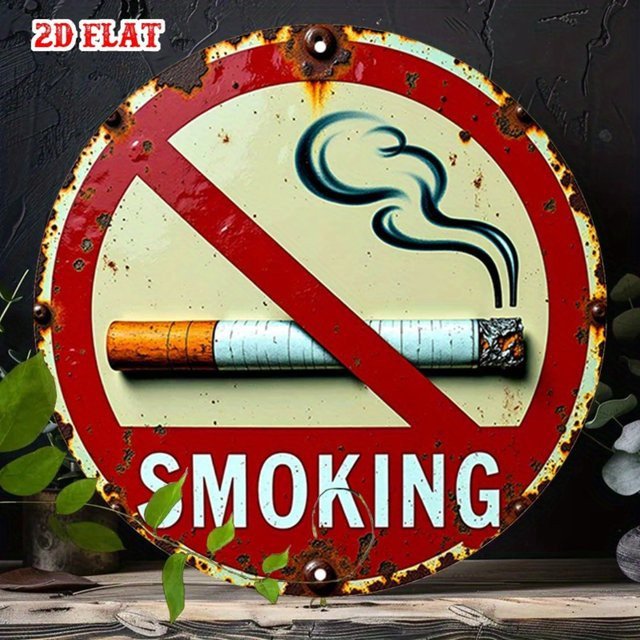 CIFBUY Vintage No Smoking Metallblechschild Rund in Multicolour als Retro Wandkunst für Zuhause, Café oder Garage - Bild 1