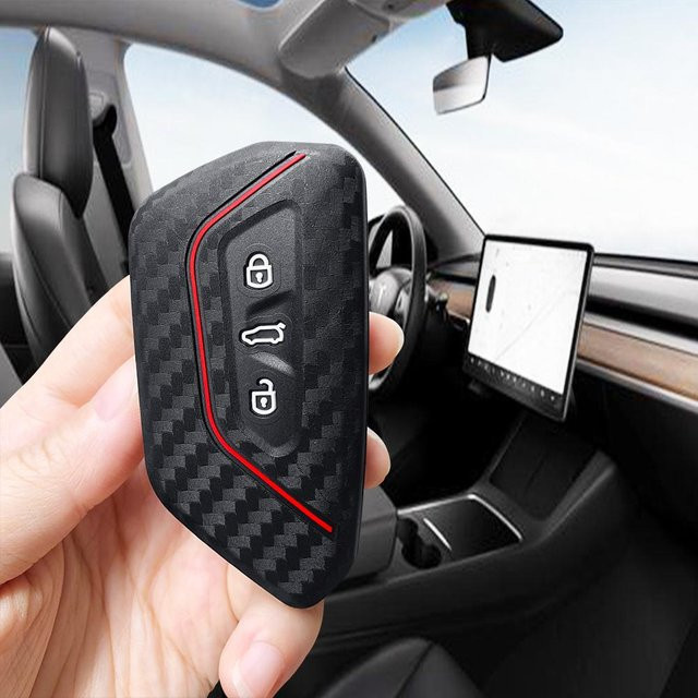 Silikon Schlüsselhülle für Seat Leon MK4 Cupra Formentor, Skoda Octavia A8 MK4 MK8 und VW Golf 8 GTI ID.4 in Schwarz - Bild 1