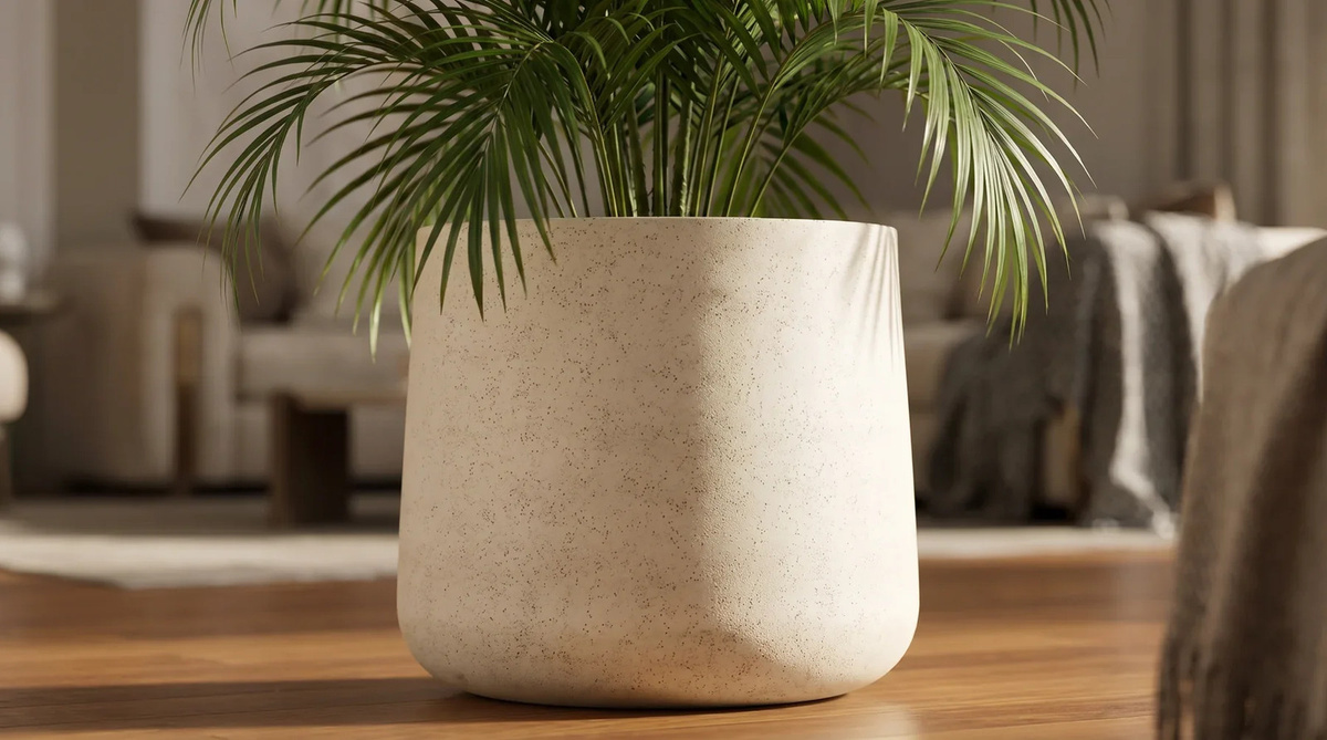Pflanztopf Kiesel von Aplanta in Beige mit Steinoptik, B/H: 44 x 37 cm - Bild 2