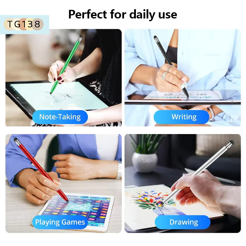 Universeller kapazitiver Touchscreen-Stylus mit doppeltem Silikonkopf für Tablets und Smartphones - Bild 3