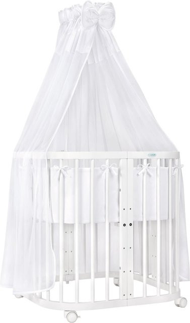 Waldin 7in1 Babybett Kinderbett aus Buchenholz mit Matratze, lackiertes mitwachsendes Kinderbett - Bild 1