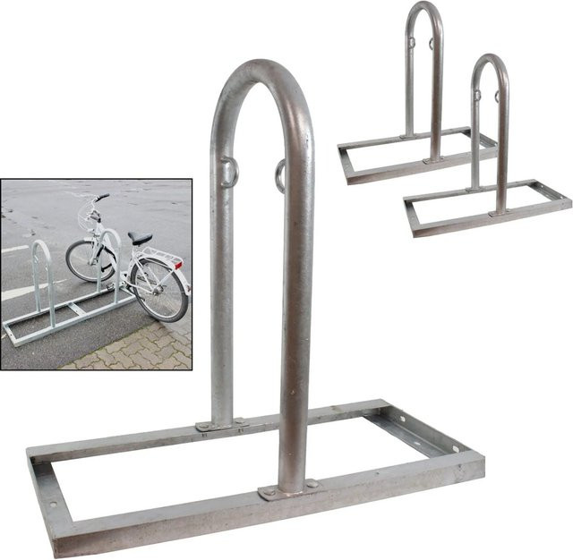TRUTZHOLM 2x Fahrradanlehnbügel Typ U aus feuerverzinktem Stahl in Silber, B/H: 90 x 84 cm, Durchmesser: 49 mm - Bild 1
