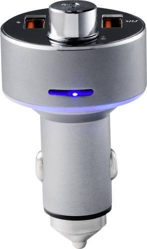 Renkforce RF-CAR-100 FM Transmitter Bluetooth mit Freisprechfunktion, Kartenslot und integriertem MP3-Player in Silber - Bild 1