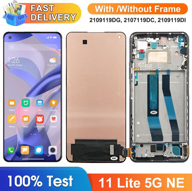 Xiaomi LCD Display mit Touchscreen und Rahmen für Mi 11 Lite 5G NE (Modelle 2109119DG, 2107119DC, 2109119DI) - Bild 1