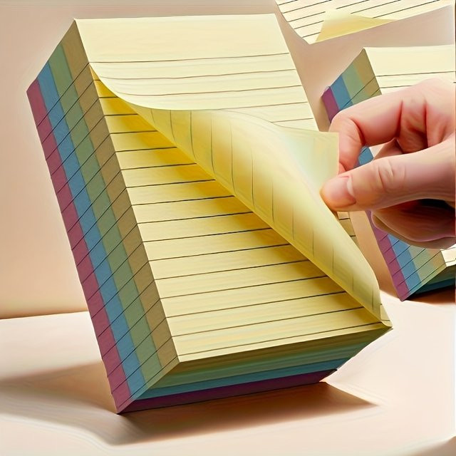 Bunte Haftnotizen mit Linien, 100 Blatt, Mehrfarbig - Bild 1
