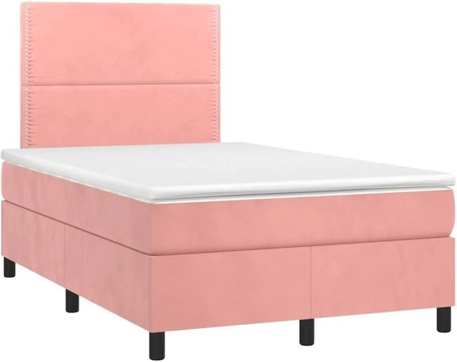 vidaXL Boxspringbett Hybrid mit Matratze und Kopfteil aus Samt in Rosa, B/T/H: 120 x 190 x 123 cm - Bild 1