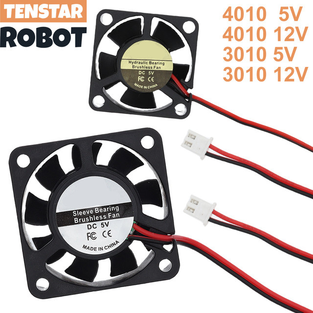 TENSTAR ROBOT Bürstenloser DC-Lüfter für Kühlkörper und 3D-Drucker in Schwarz, B/T/H: 40 x 40 x 10 mm oder 30 x 30 x 10 mm, 12 V oder 5 V - Bild 1