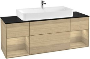 V&B Waschtischunterschrank Finion mit Wandbeleuchtung in Eiche Beige, Breite: 160 cm - Bild 1