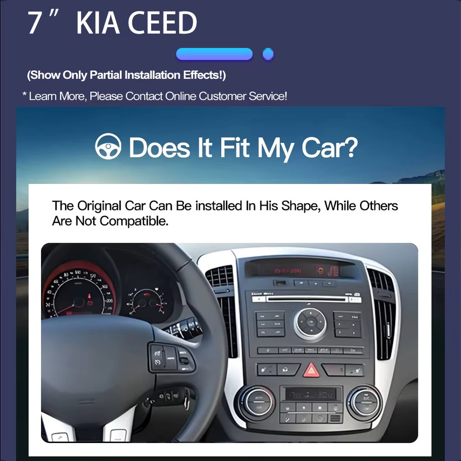 Icreative Android 13.0 Autoradio für Kia Ceed Venga 2007–2016 mit GPS-Navigation, WiFi und kabellosem CarPlay in Schwarz - Bild 2