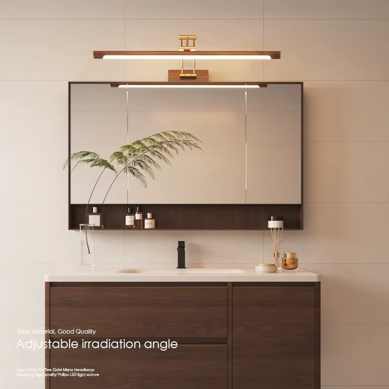 LED Spiegelleuchte in Holzoptik für Badezimmer und Waschbecken zur selbstklebenden Wandmontage ohne Bohren - Bild 4