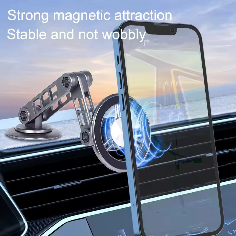 Faltbare Auto-Magnethalterung aus Aluminiumlegierung in Schwarz, 360 Grad drehbar mit superstarkem Magneten - Bild 5