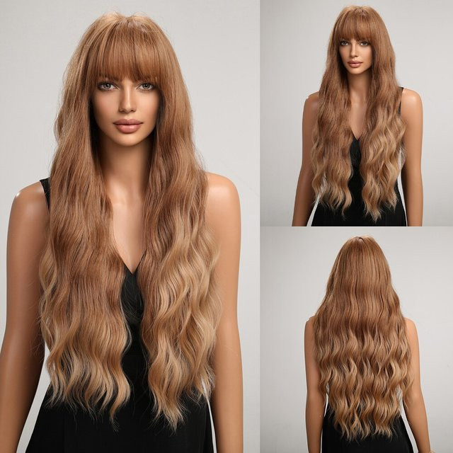 EASIHAIR Perücke, blond-braun, lang gewellt mit Pony, Damen - Bild 1