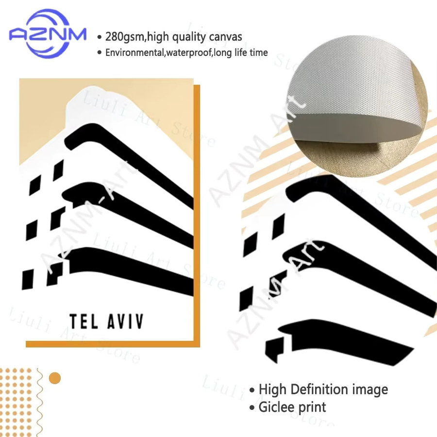 KAYOU Abstrakte Wandkunst Tel Aviv Bauhaus Minimalistisches Canvas Poster in Mehrfarbig - Bild 3