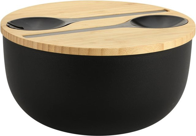 Kesper Salatschale aus Bambus in Schwarz und Braun, Durchmesser: 24 cm - Bild 1