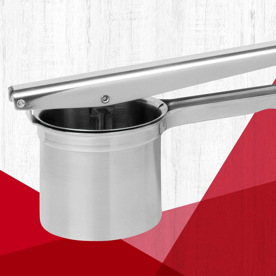 Fackelmann Spätzlepresse und Kartoffelstampfer aus Edelstahl in Silber mit ergonomischem Griff und 2 Einsätzen - Bild 2