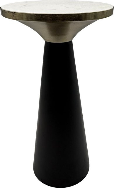 Moderner runder Beistelltisch aus Marmor und Metall in Schwarz oder Weiß, B/T/H: 54,0 x 30,0 x 28,0 cm - Bild 1