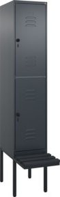C+P Doppelstock-Spind Classic PLUS Sitzbank mit 1 Abteil, Farbe Anthrazit/Schwarz, B/T/H: 212,0 x 40,0 x 81,5 cm - Bild 1