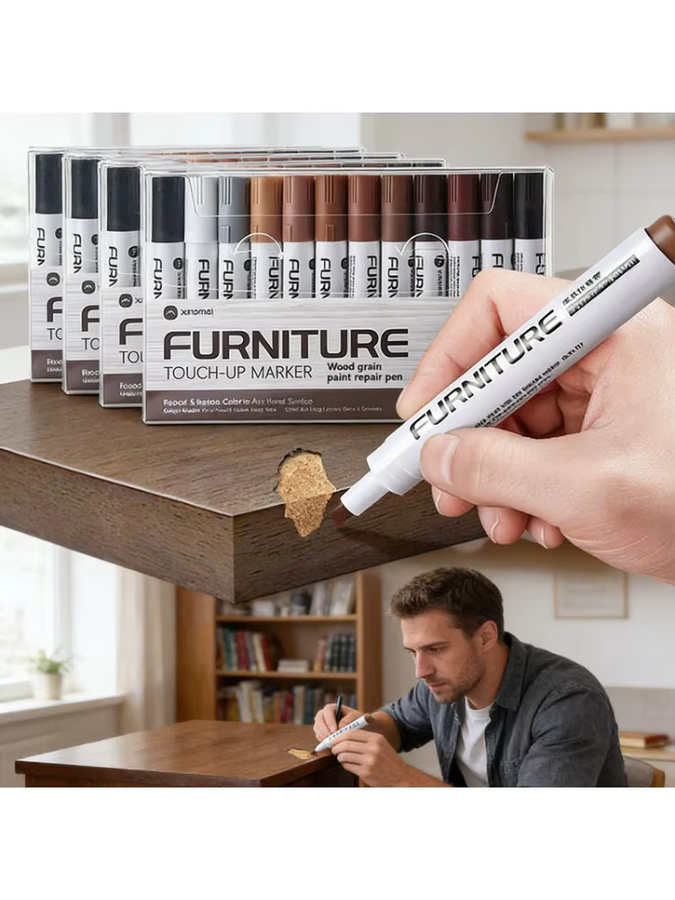 6- bis 12-teiliges Möbel-Reparaturmarker-Set in Mehrfarben zur Kratzerentfernung und Farbauffrischung für Holzmöbel - Bild 6