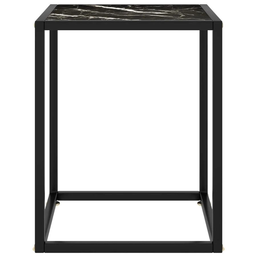 vidaXL Couchtisch in Schwarz mit schwarzem Glas in Marmor-Optik, B/T/H: 40 x 40 x 50 cm - Bild 2