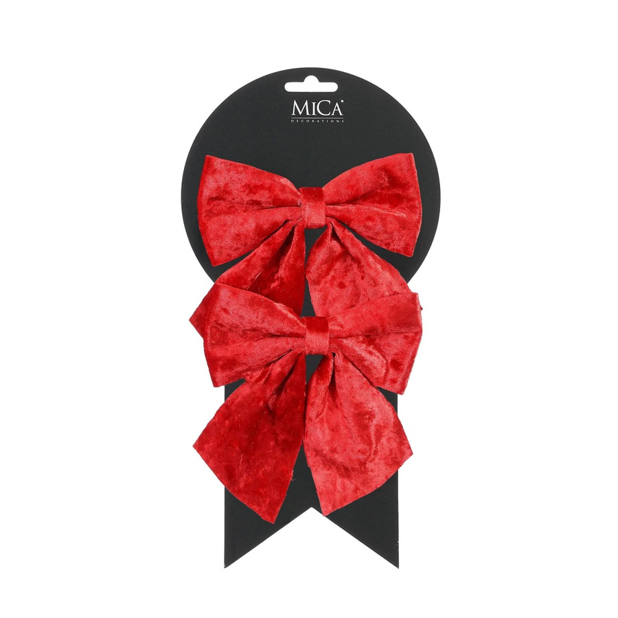 Mica Decorations Schleife-Set Rot aus Textil für Weihnachten, 2 Stück, B: 12 cm, H: 13 cm - Bild 2