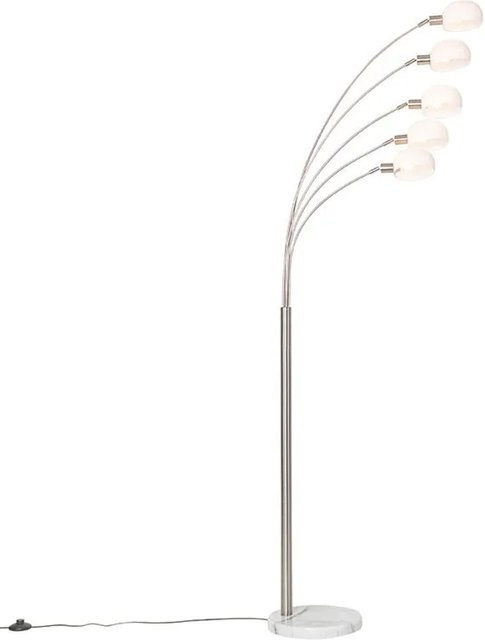 QAZQA Design Stehleuchte Sixties Marmo in Weiß aus Stahl mit 5-flammigem Opalglas - Bild 1