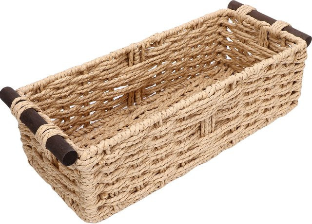 TOPINCN Toilettenpapier-Aufbewahrungskorb aus handgewebtem Papierseil in Beige, B/T/H: 35 x 15 x 10 cm - Bild 1