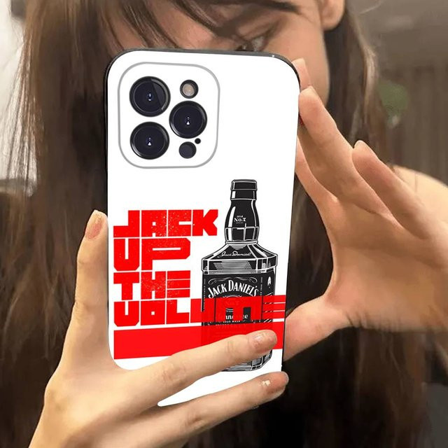 Stoßfeste weiche Handyhülle mit Whiskey-Logo für iPhone 11 bis iPhone 17 Pro Max Plus in Schwarz - Bild 1