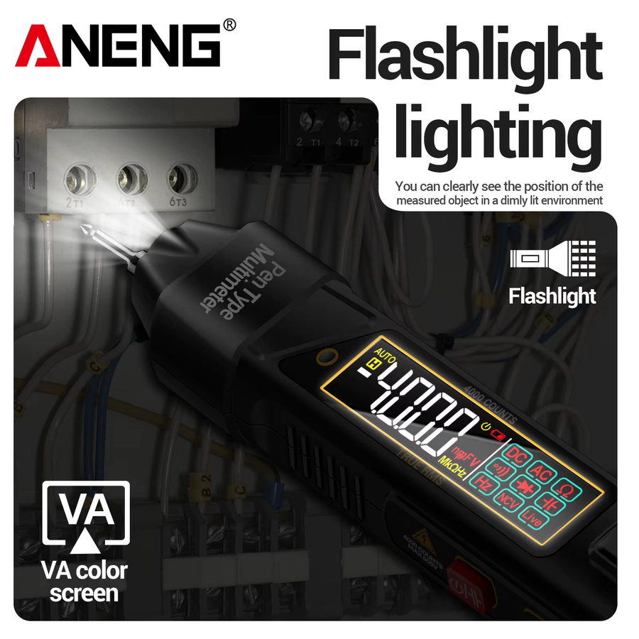 ANENG A3006A VA Multimeter mit umkehrbarem Display, automatischer Bereichswahl, 4000 Zählungen, 600V, NCV, Frequenz, Kapazität und Durchgangsprüfung - Bild 4
