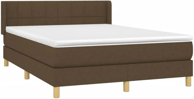 vidaXL Boxspringbett Hybrid mit Matratze und Taschenfederkern in Dunkelbraun, B/T: 140 x 190 cm - Bild 1