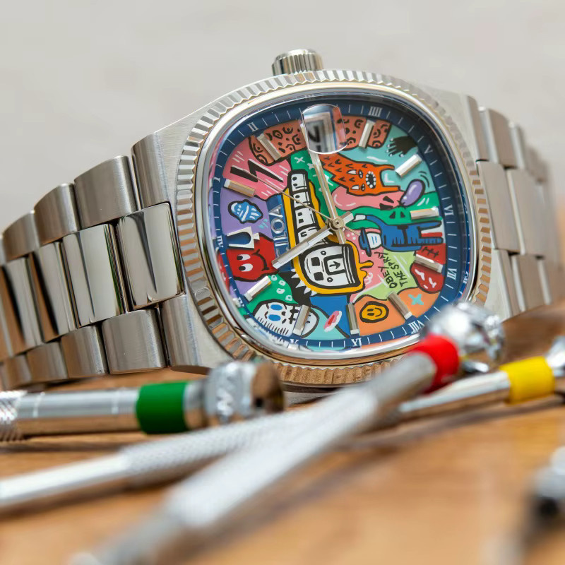 CILOA Armbanduhr, Automatik, Edelstahl, eckig, Silber, Herren - Bild 3