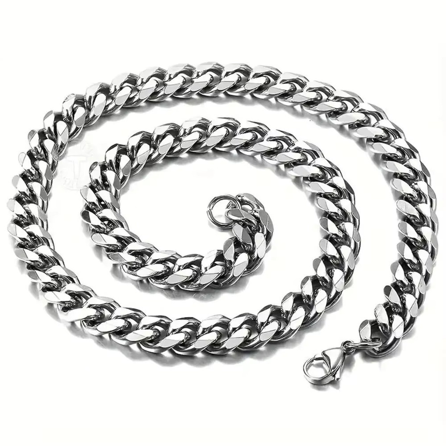 Halskette Edelstahl, Silber, 9mm, Unisex - Bild 4