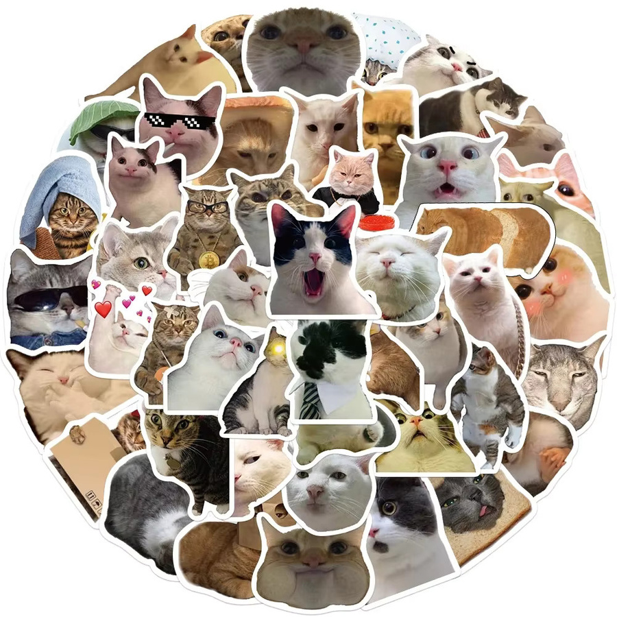 50 Stück Lustige Meme Aufkleber mit Katzen und Hunden in Multicolour für Laptop, Telefon und Gepäck von BulingBulingStickers Shop - Bild 2