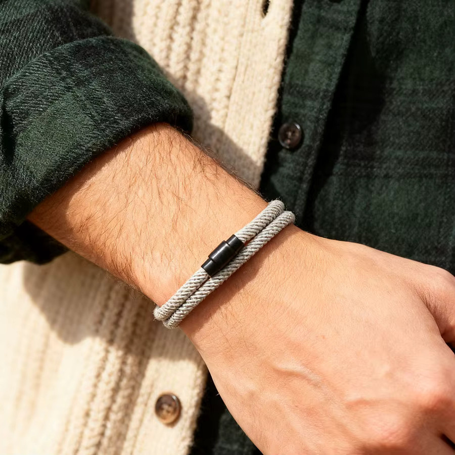 diffone Herren-Armband, Nylonschnur, Schwarz, Magnetverschluss - Bild 1