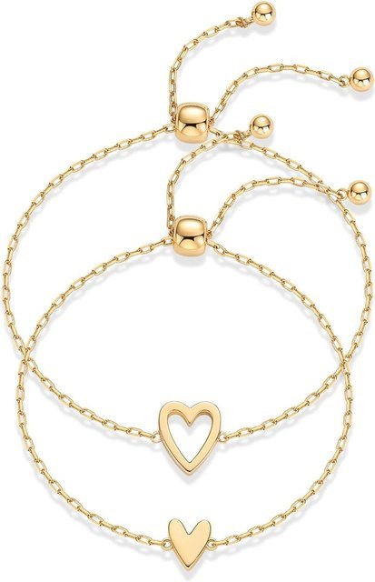 GUOLE Armband 2er Set, Edelstahl, Herzförmig, beige, Damen - Bild 1
