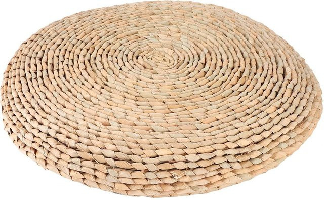 TOMTOP JMS Handgewebter Tatami Pouf aus Jute in Beige, rundes Sitzkissen im Boho-Stil für Yoga und Dekoration, Durchmesser: 40 cm - Bild 1