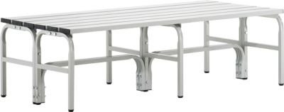 Sypro Umkleidebank mit Sitzfläche aus Alu und Edelstahlrohr in Lichtgrau, Breite: 150 cm - Bild 1