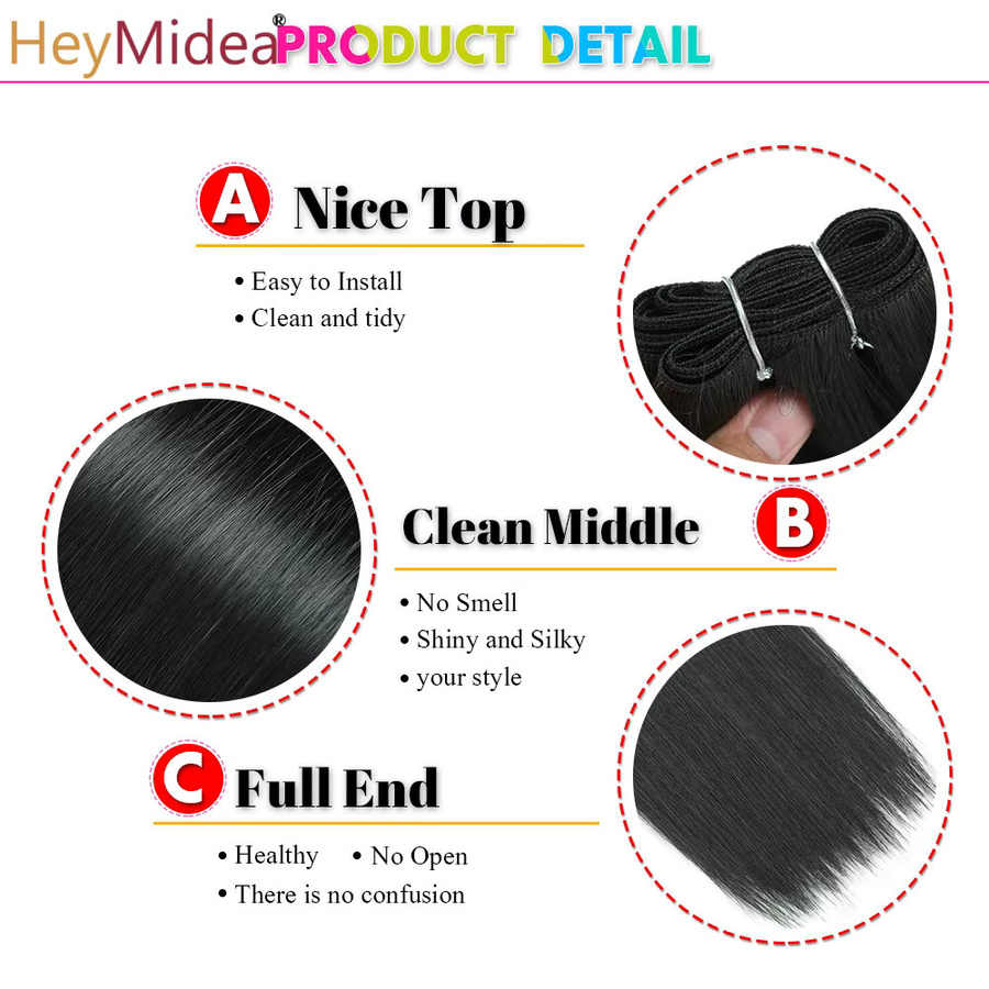 HeyMidea Haar Extensions, Synthetisch, Glatt, Ombre, 18 Zoll, 150g - Bild 3