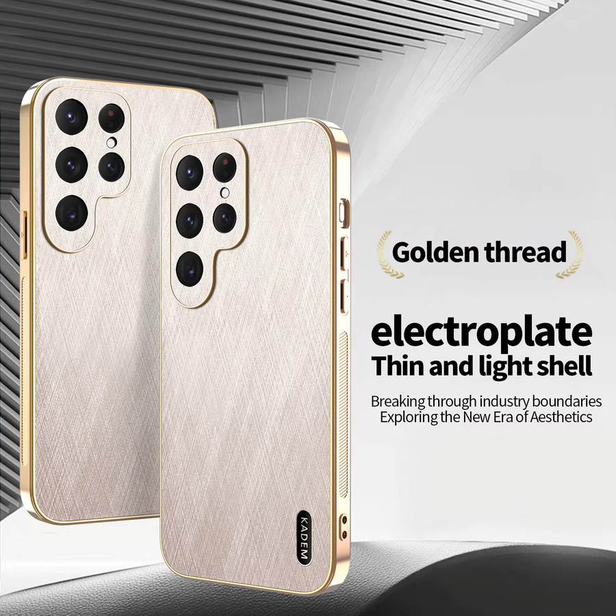 Luxus Stoßfeste Handyhülle für Samsung Galaxy S25 Ultra S24 FE S26 S23 S22 S21 Plus aus PU Leder und Kunststoff in Gold - Bild 2
