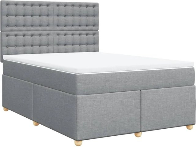 vidaXL Boxspringbett mit Matratze Hellgrau B/T: 160 x 200 cm - Bild 1