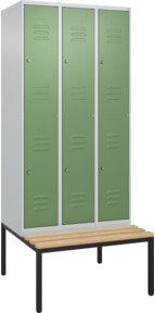 C+P Doppelstock-Spind Classic PLUS Sitzbank mit 3 Abteilen und Buche-Hartholz Sitzfläche, B/T/H: 212,0 x 90,0 x 81,5 cm - Bild 1